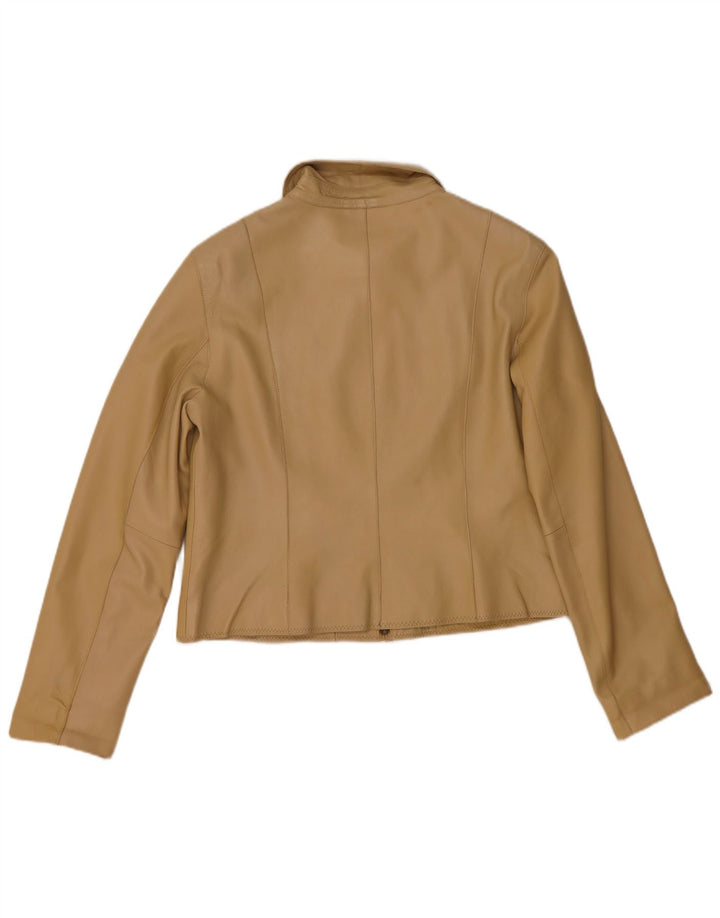 Giacca in pelle corta da donna Helium UK 14 Pelle beige media