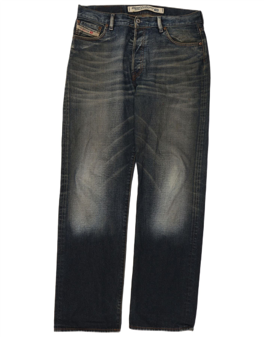 Jeans dritti da uomo Diesel W34 L34 cotone blu navy