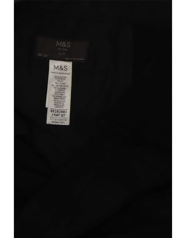 Pantaloni chino slim da uomo Marks & Spencer W36 L31 poliestere nero