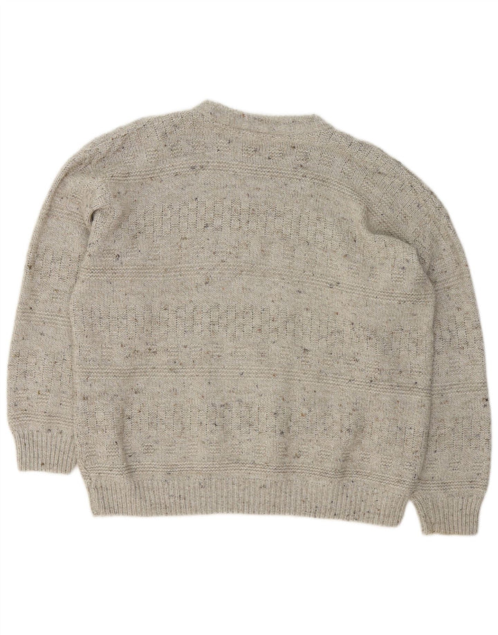 Maglione maglione girocollo vintage da uomo grande grigio