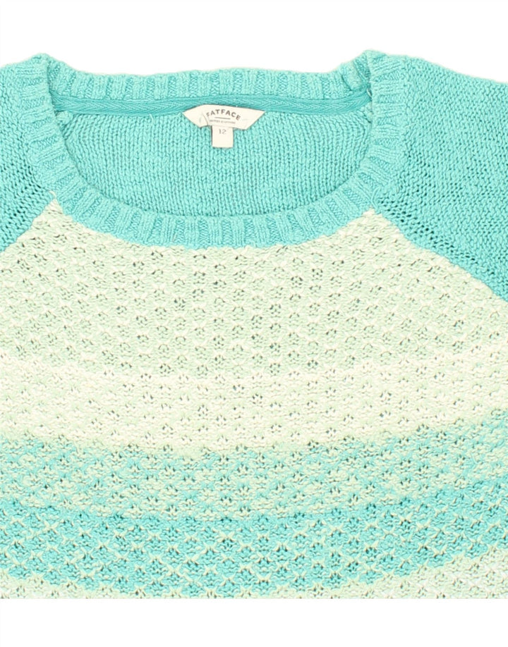 FAT FACE Womens Boat Neck Jumper Sweater UK 12 Medium  Blue Colourblock Vintage Fat Face and Second-Hand Fat Face from Messina Hembry 