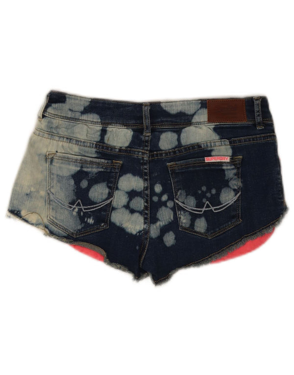 Pantaloni caldi da donna in denim lavaggio acido Superdry W26 piccolo cotone tinto in cravatta blu