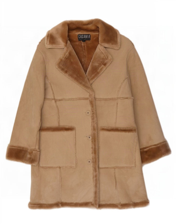 Cappotto Sherpa oversize da donna Casamia UK 10 piccolo poliestere beige