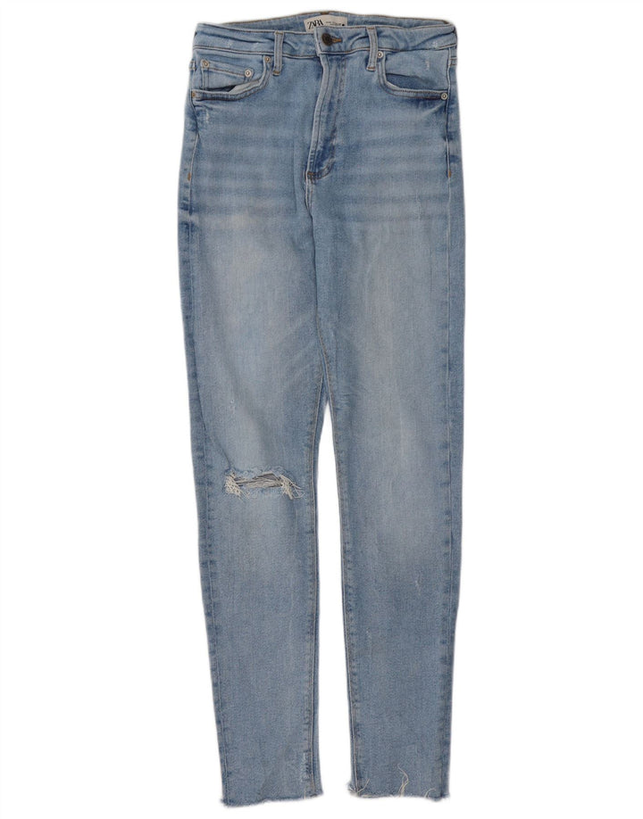 Jeans skinny effetto invecchiato da donna Zara EU 38 Small W28 L30 Blu