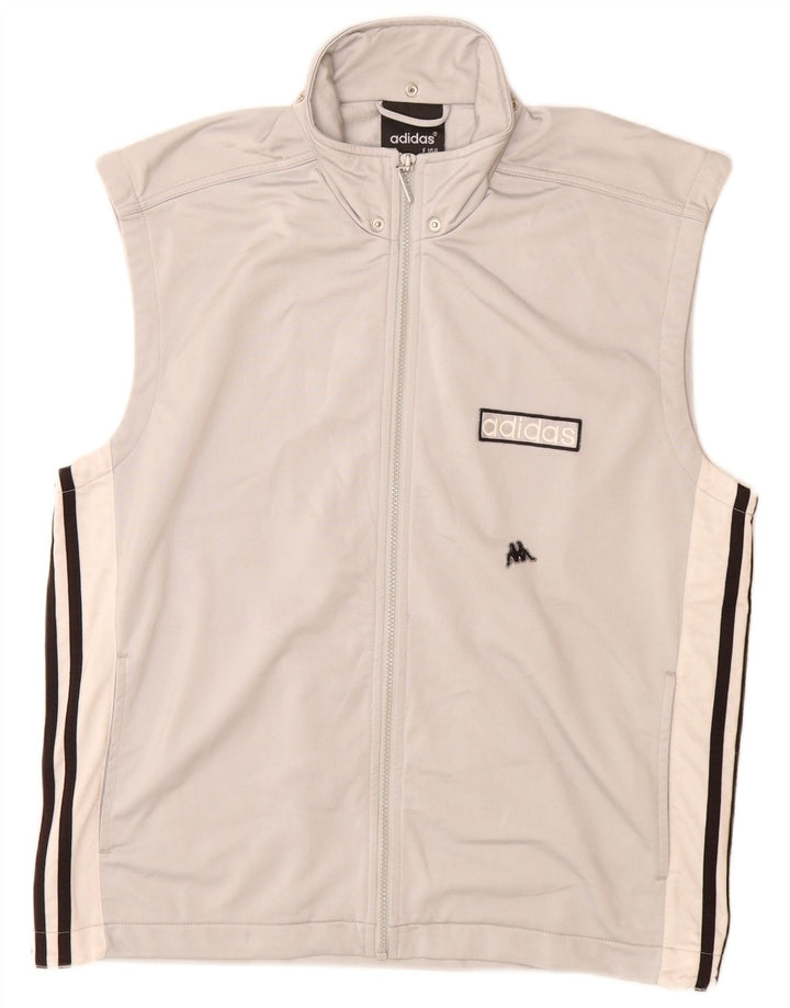 Giacca da ginnastica da uomo con grafica a tre strisce Adidas UK 36/38 piccola grigia