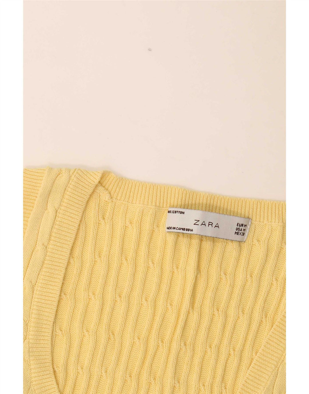Canotta canotta da donna Zara UK 12 cotone giallo medio