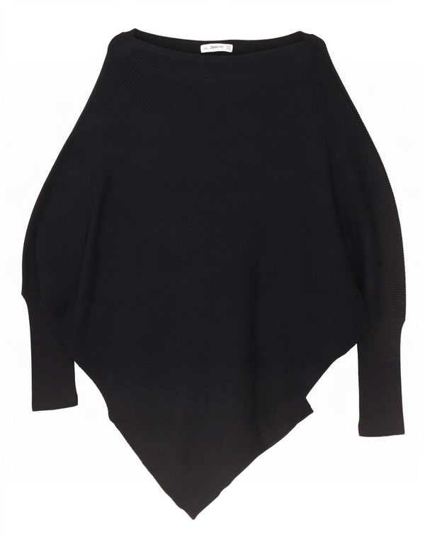 Maglione Zara da donna oversize asimmetrico con scollo a barca UK 10 piccolo nero