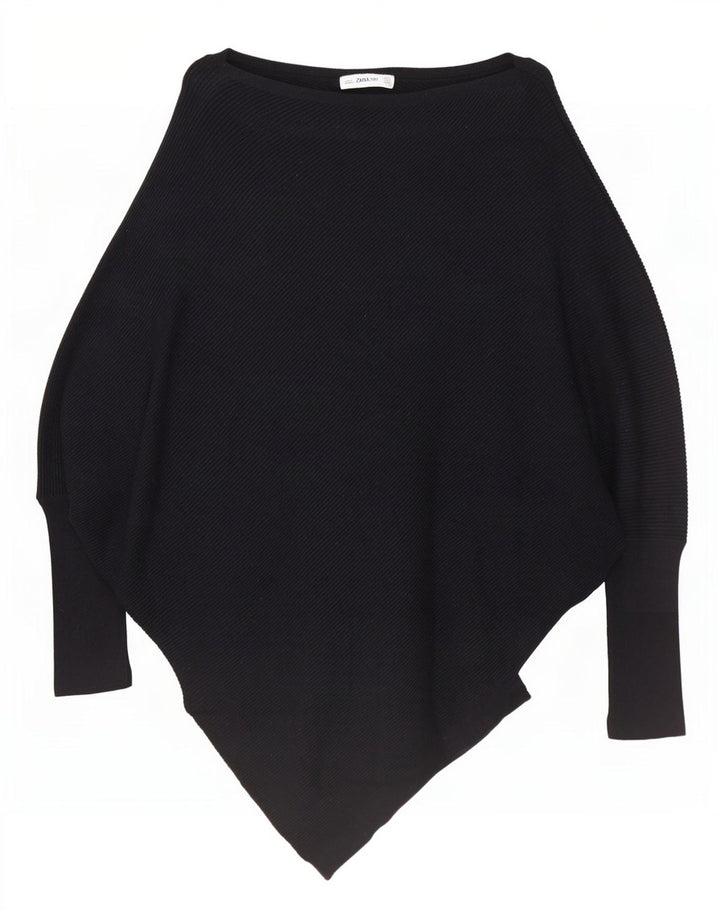 Maglione Zara da donna oversize asimmetrico con scollo a barca UK 10 piccolo nero