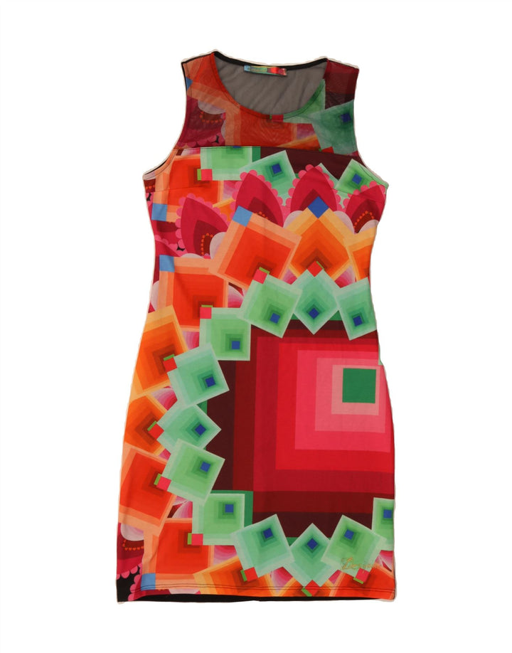 DESIGUAL Womens Sheath Dress UK 14 Large Multicoloured Geometric Vintage Desigual and Second-Hand Desigual from Messina Hembry 