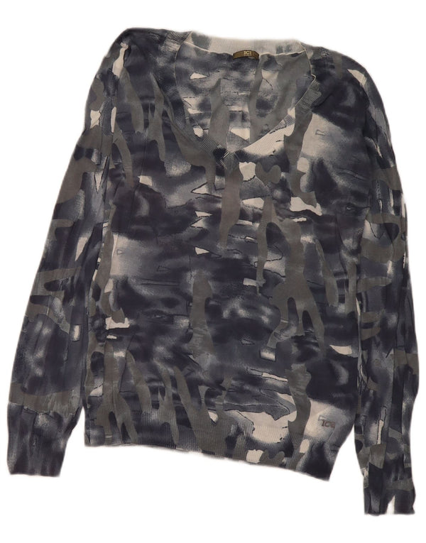 Maglione da donna con scollo a V Iceberg UK 14 Cotone mimetico grigio medio