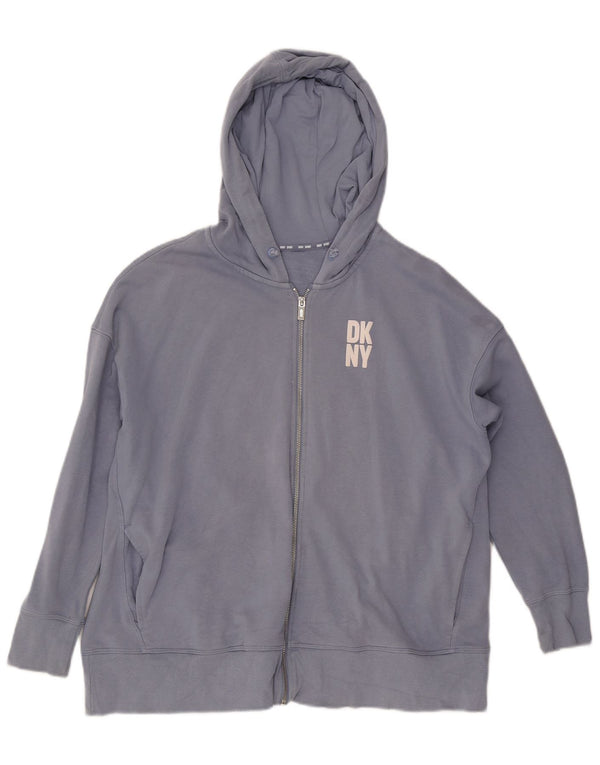 Maglione con cappuccio e zip da donna Dkny UK 16 grande cotone blu