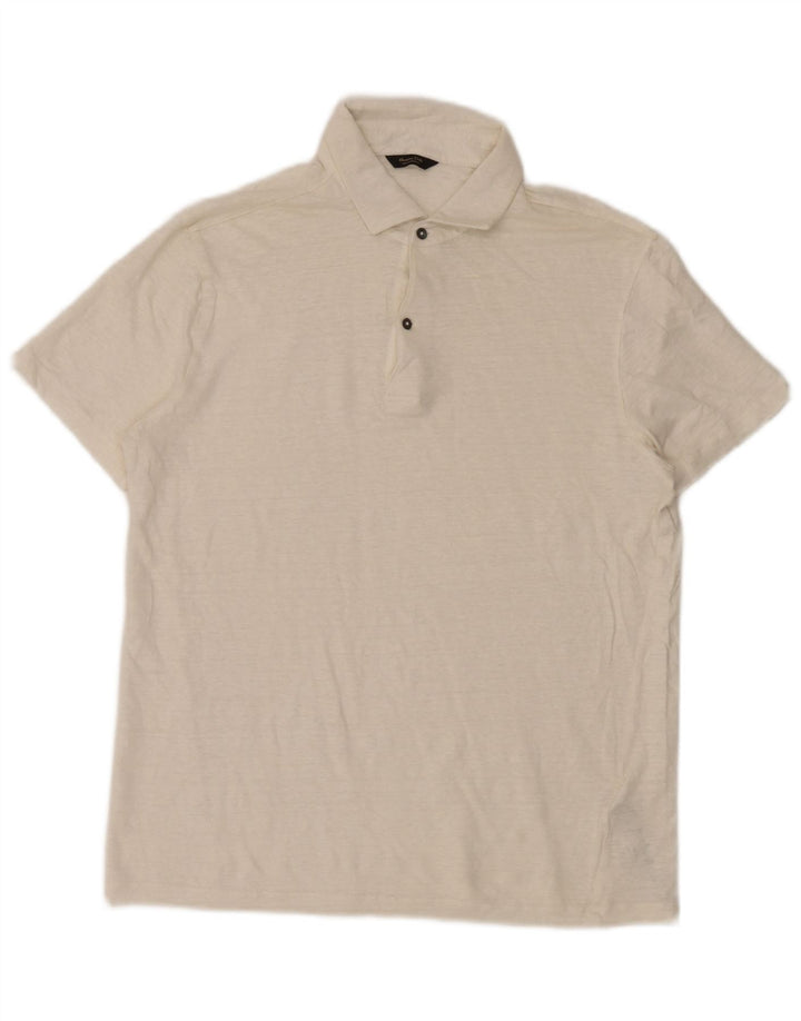 Polo da uomo Massimo Dutti grande lino screziato beige