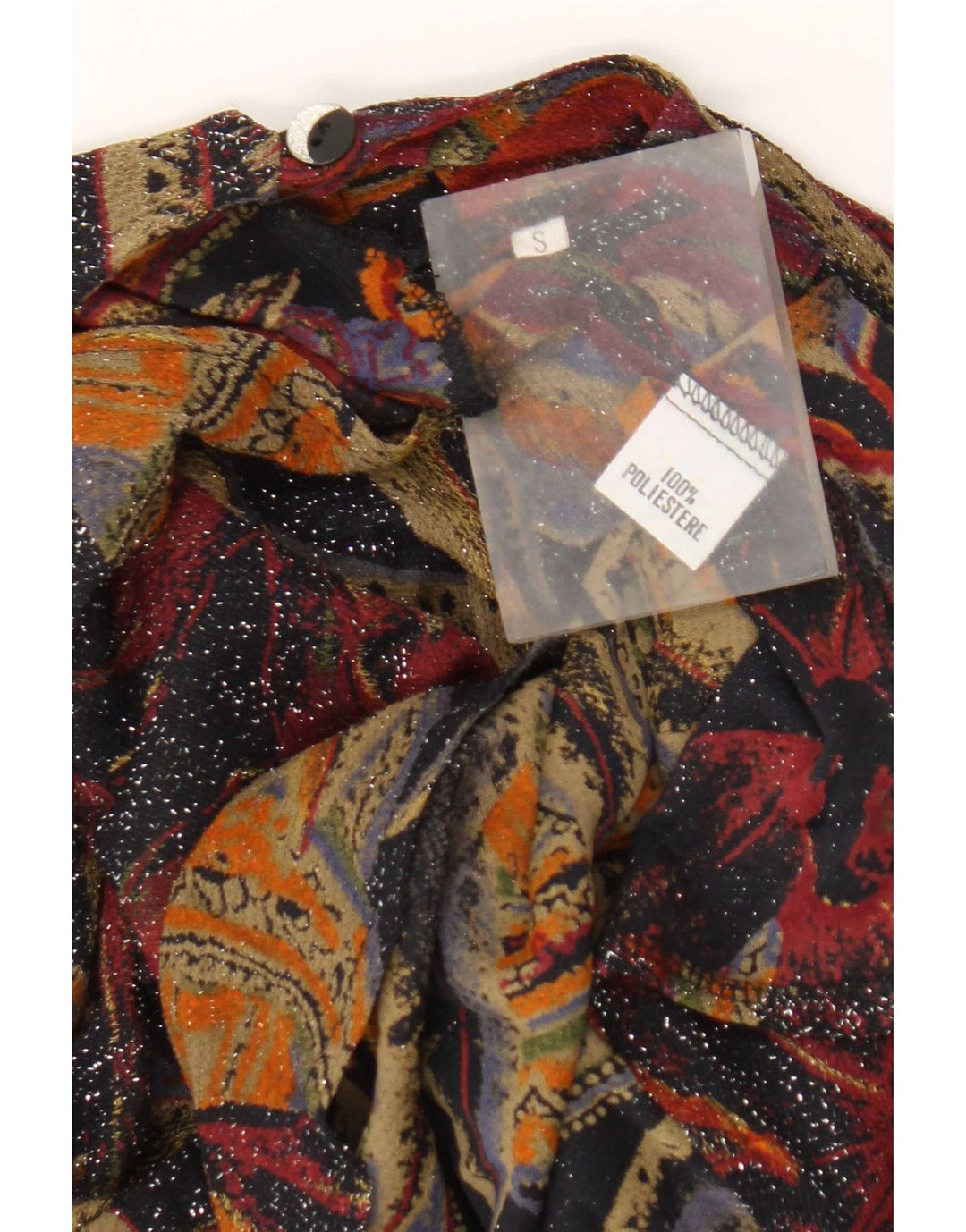Top camicetta a maniche lunghe da donna vintage UK 10 piccolo floreale multicolore