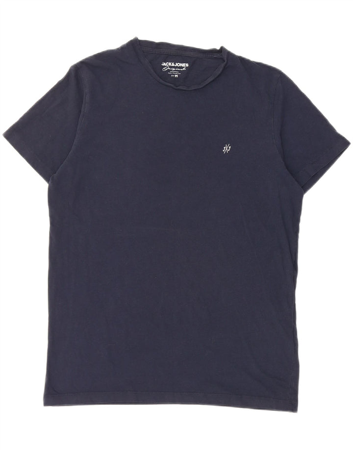 JACK & JONES T-shirt da uomo Top media in cotone blu navy