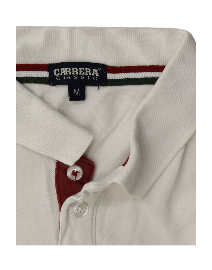CARRERA Mens Classic Fit Polo Shirt Medium White Cotton