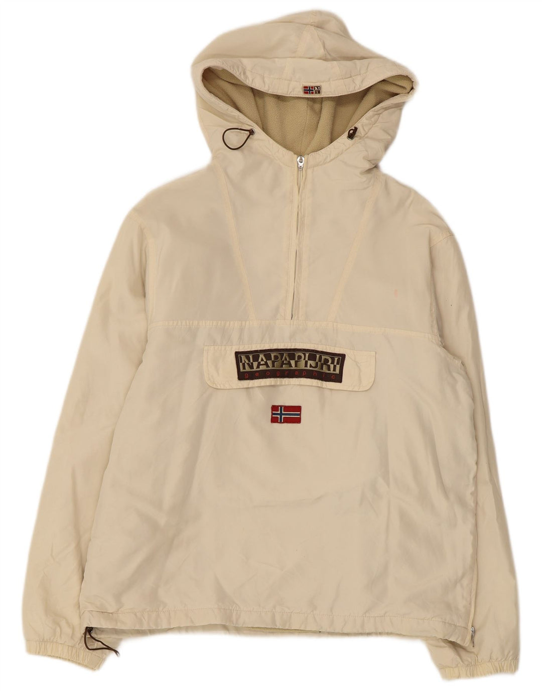 Giacca anorak con cappuccio grafico da ragazzo NAPAPIJRI 15-16 anni in nylon beige