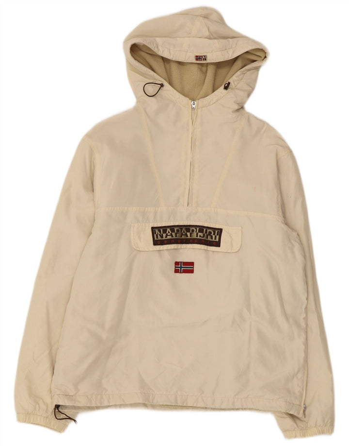 Giacca anorak con cappuccio grafico da ragazzo NAPAPIJRI 15-16 anni in nylon beige
