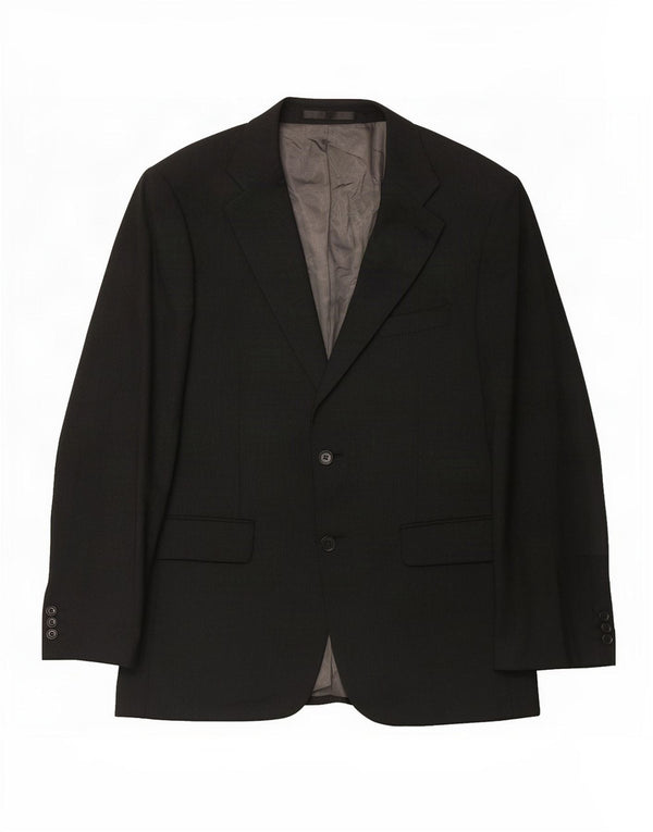 Giacca blazer a 2 bottoni da uomo Marks & Spencer UK 38 media nera in lana vergine