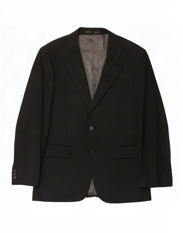 Giacca blazer a 2 bottoni da uomo Marks & Spencer UK 38 media nera in lana vergine