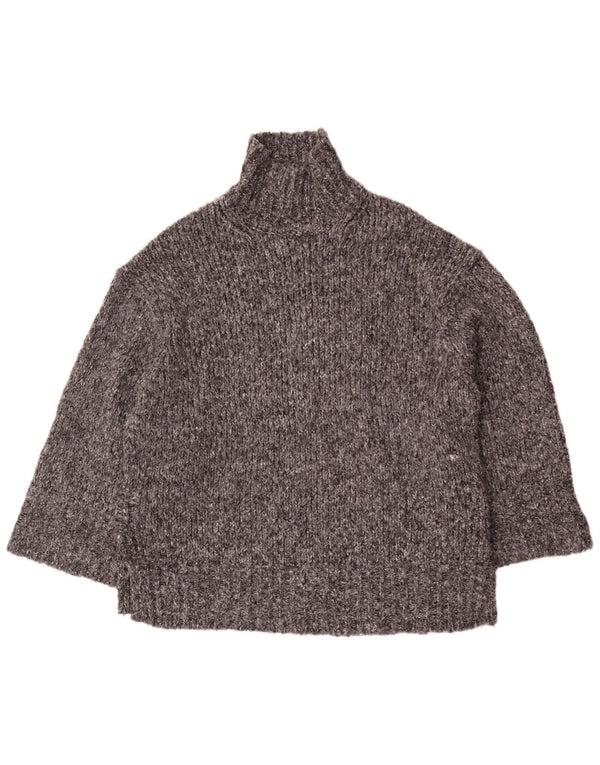 Maglione Zara da donna con collo dolcevita e maniche a 3/4 UK 10 piccolo grigio screziato