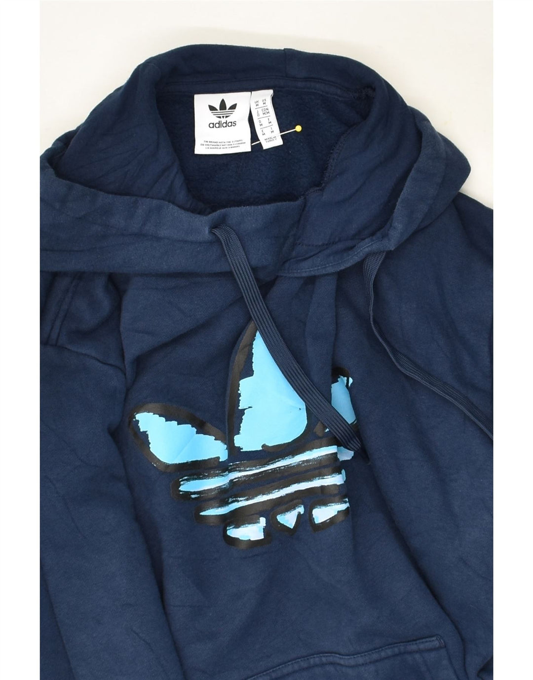 Maglione con cappuccio grafico da uomo ADIDAS medio blu navy in poliestere