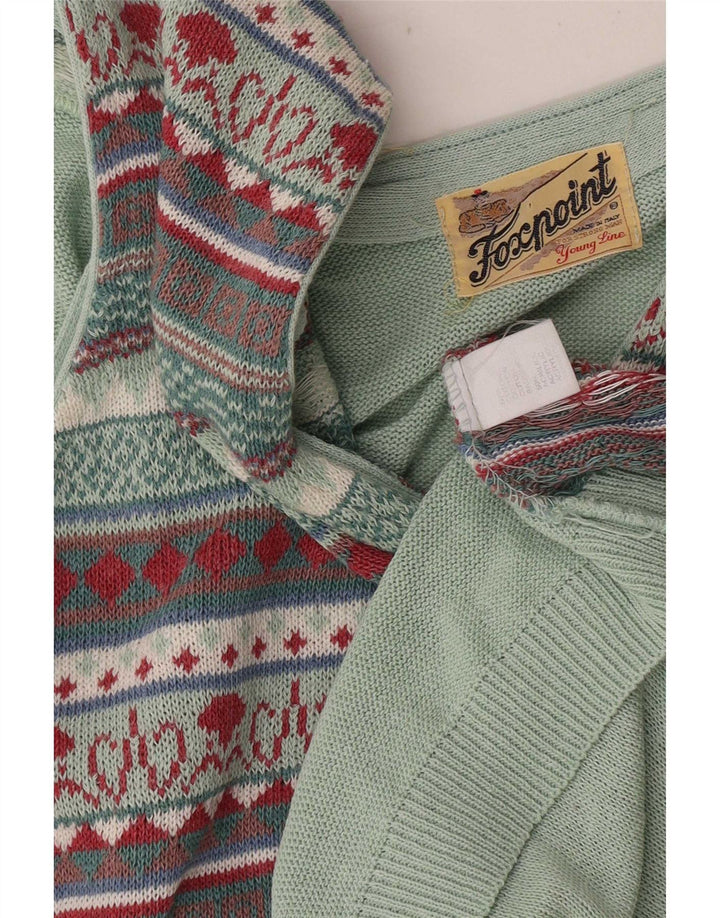 Maglione cardigan senza maniche vintage da uomo, Fair Isle, colore medio multicolore