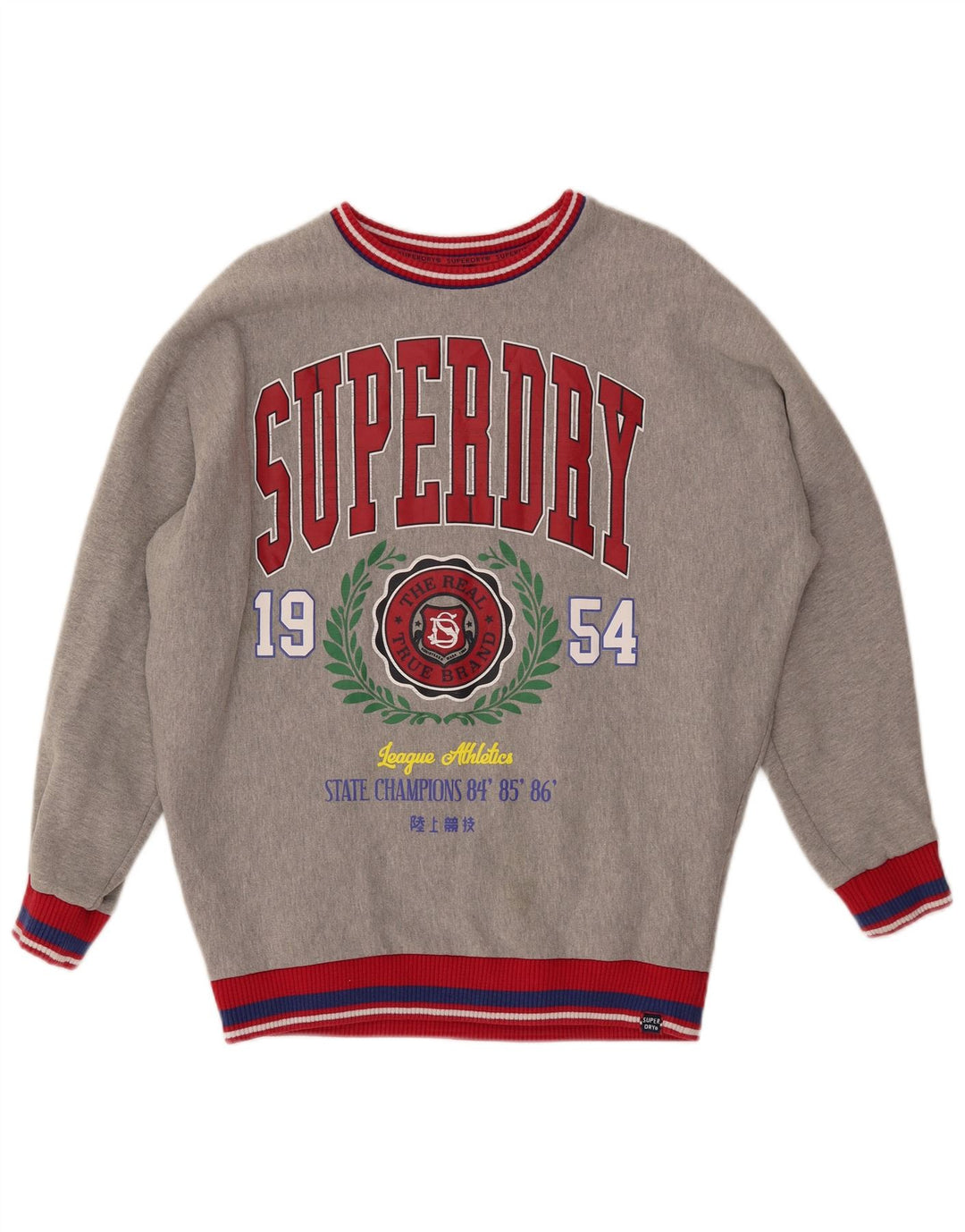 Felpa con grafica da donna SUPERDRY UK 8 Small Grey Colourblock