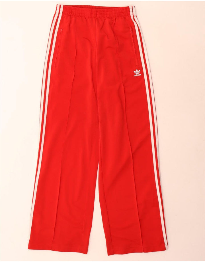 Pantaloni da tuta da donna Adidas a gamba larga UK 12 poliestere rosso medio