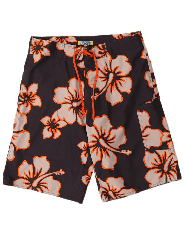 Pantaloncini da bagno da uomo Sapore Di Mare grandi in poliestere floreale nero