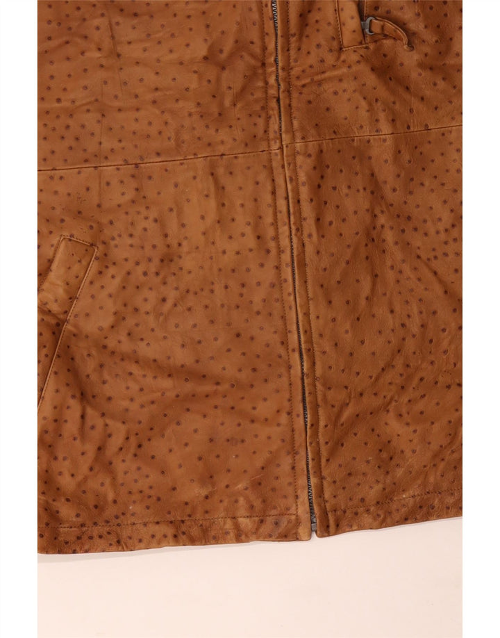 Gilet in Pelle Uomo VINTAGE IT 56 3XL Marrone Maculato