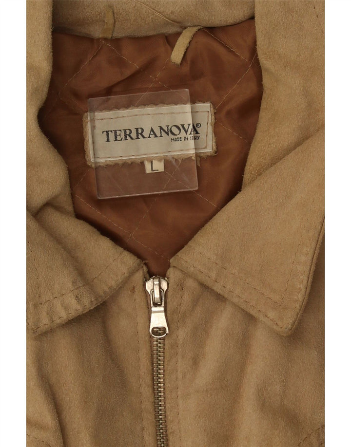 Giubbotto bomber in pelle scamosciata da uomo Terranova UK 40 Large Beige