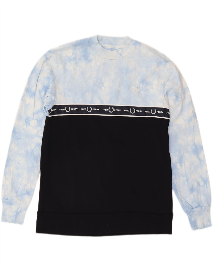 FRED PERRY Womens Graphic Sweatshirt Jumper UK 8 Small  Navy Blue Tie Dye Vintage Fred Perry and Second-Hand Fred Perry from Messina Hembry 