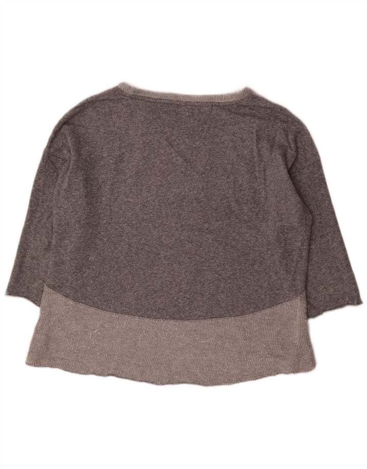 CALVIN KLEIN Top performante da donna a maniche lunghe UK 18 XL Grigio Colourblock