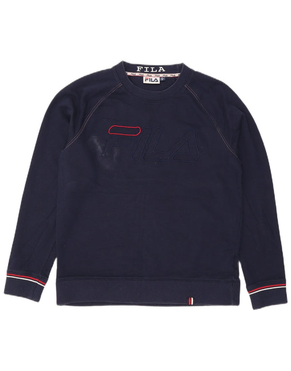 Felpa grafica da uomo Fila, maglione medio, cotone blu navy