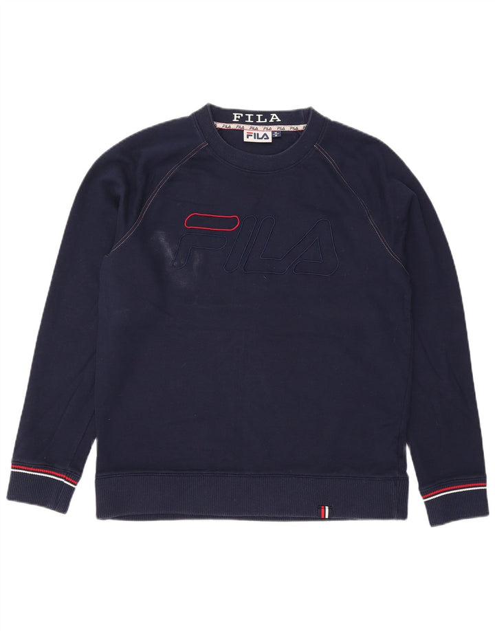 Felpa grafica da uomo Fila, maglione medio, cotone blu navy