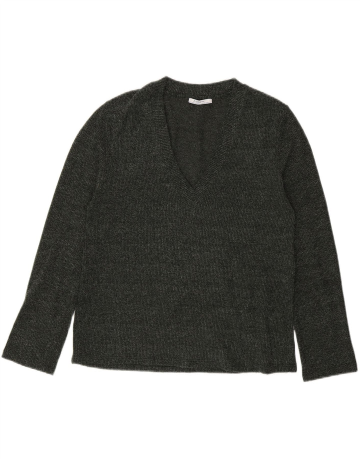 Maglione con scollo a V da donna Zara UK 10 piccolo grigio