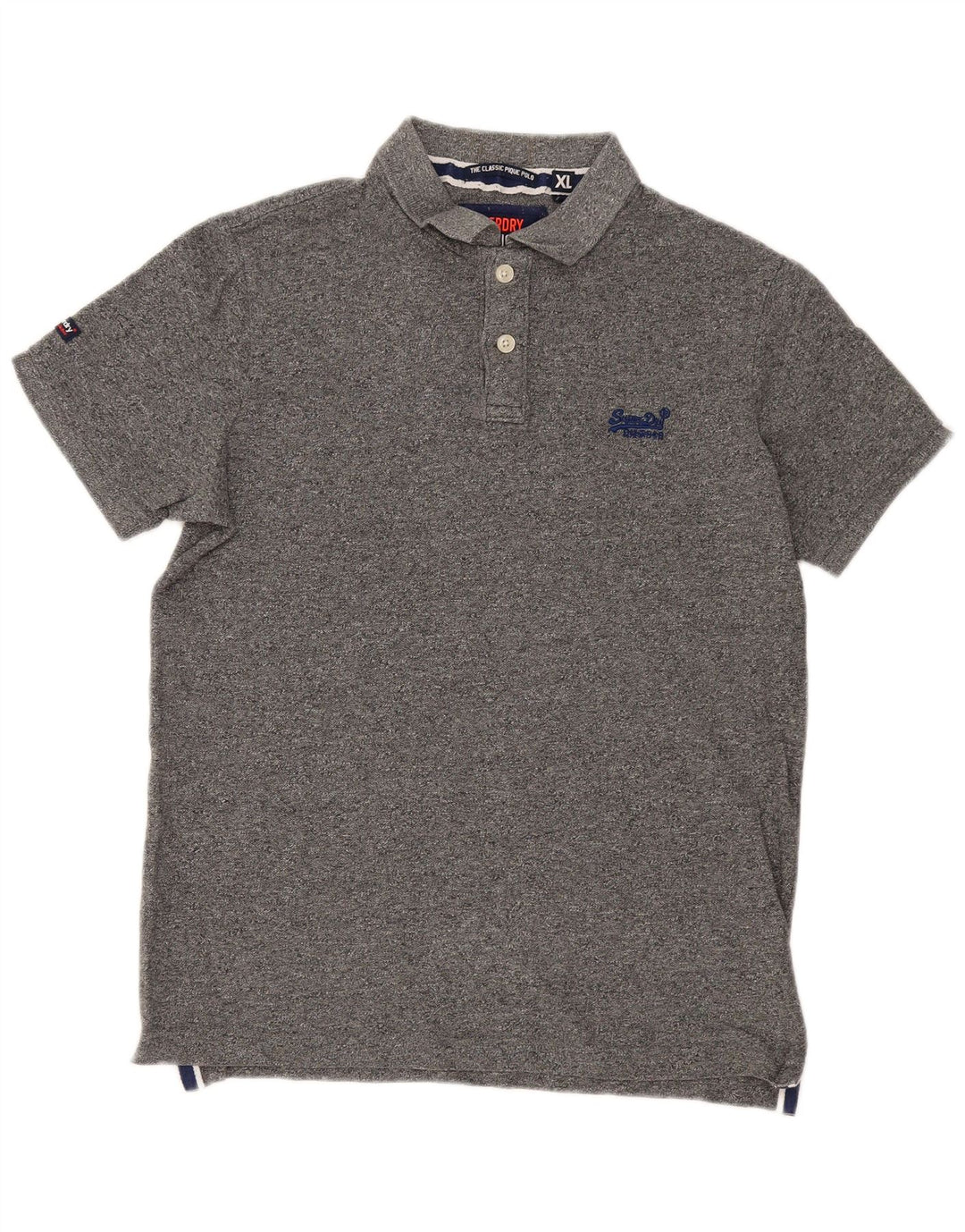 Polo da uomo Superdry XL in cotone chiazzato grigio