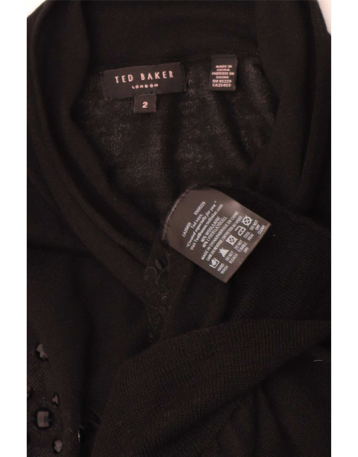 Maglione cardigan con maniche a 3/4 da donna Ted Baker taglia 2 piccolo floreale nero