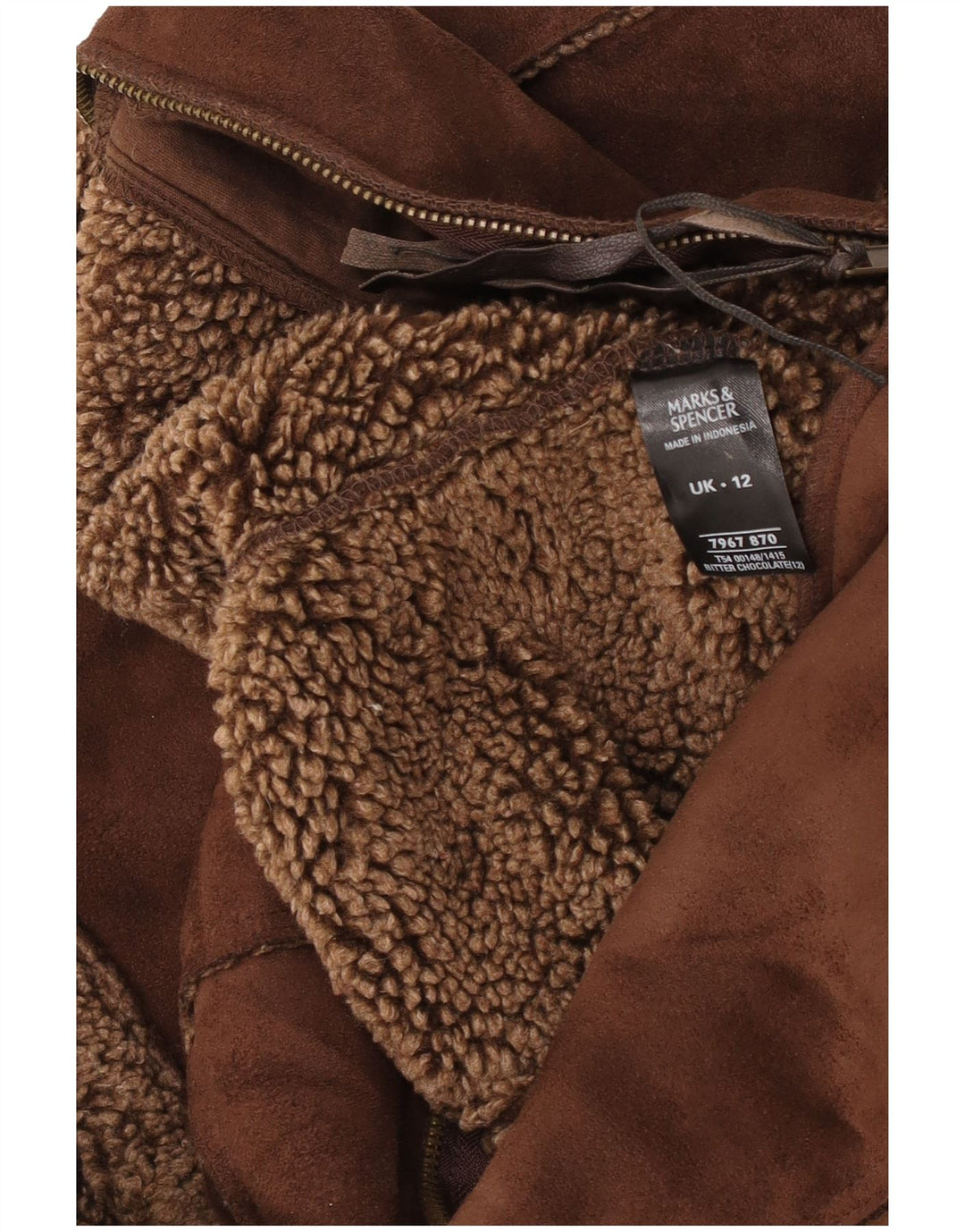 Gilet Sherpa da donna Marks & Spencer UK 12 Poliestere marrone medio