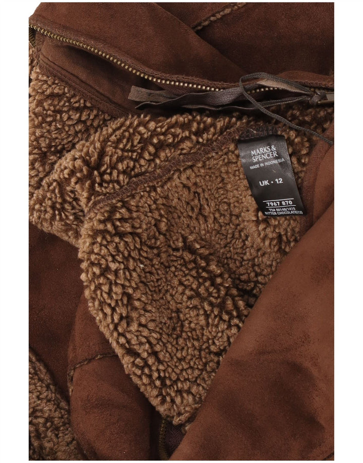 Gilet Sherpa da donna Marks & Spencer UK 12 Poliestere marrone medio