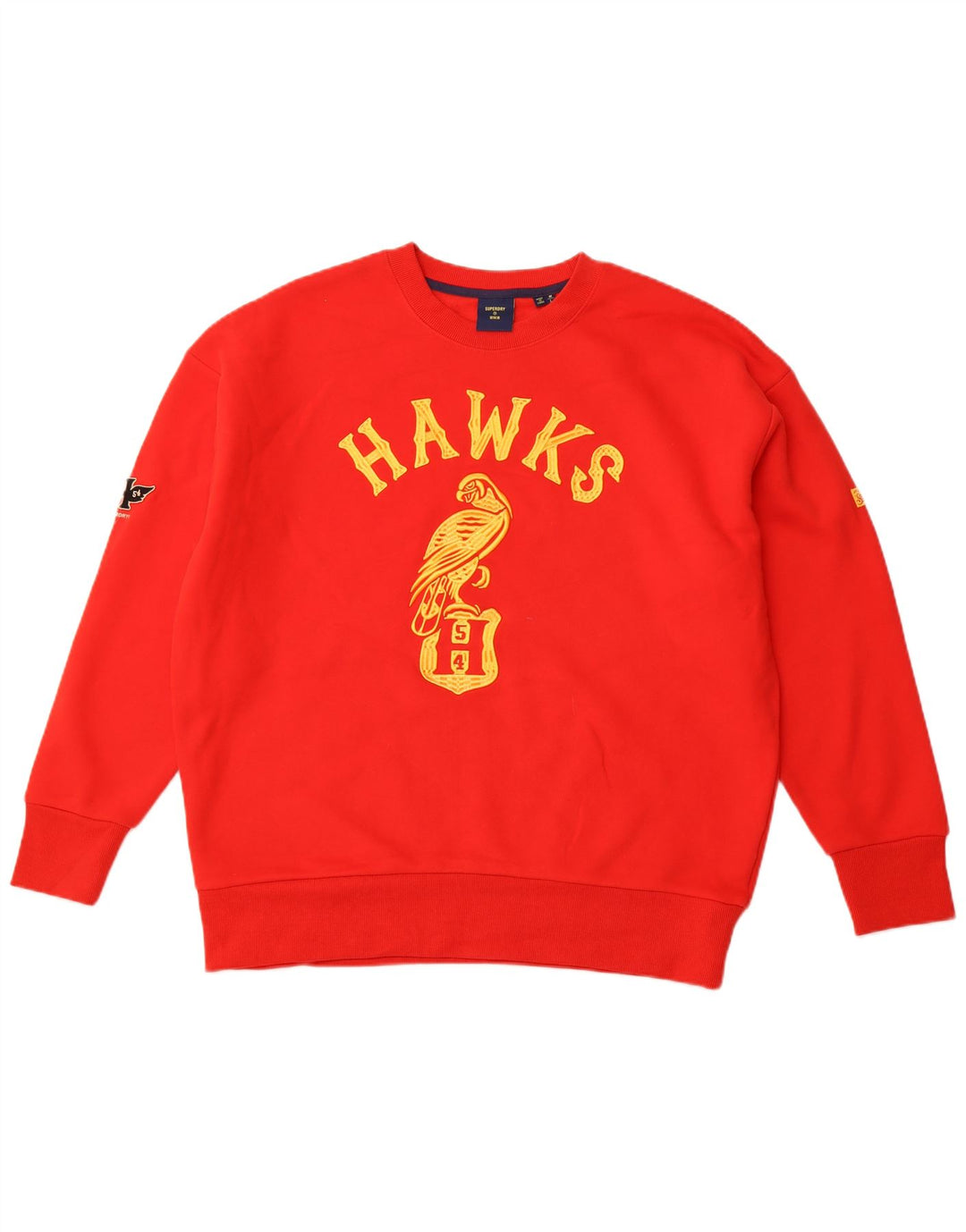 Felpa da uomo con grafica Hawks SUPERDRY, grande cotone rosso