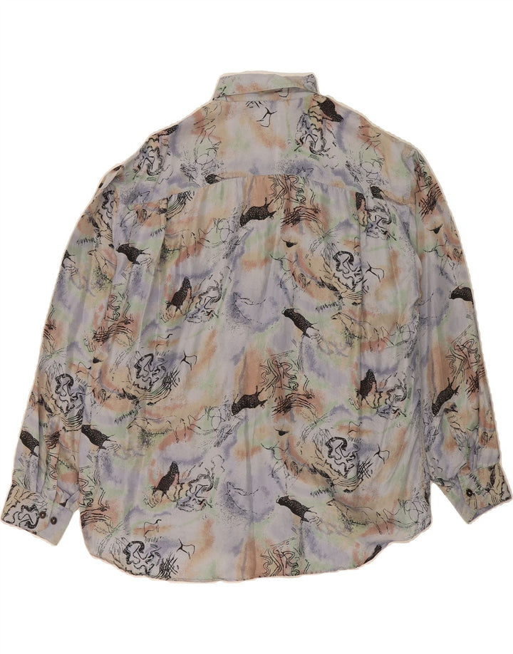 GALILEO Mens Abstract Pattern Shirt Size 41/42 Large Blue Vintage Galileo and Second-Hand Galileo from Messina Hembry 