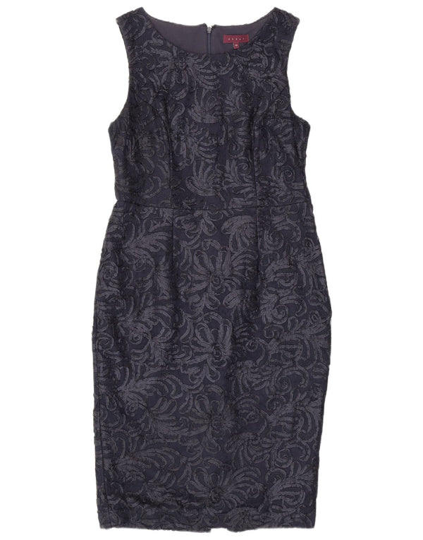 Abito tubino slim fit senza maniche da donna Debut UK 12 medio blu navy floreale