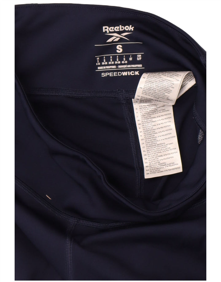 Leggings grafici da donna Reebok UK 8/10 Small Blu navy Colourblock