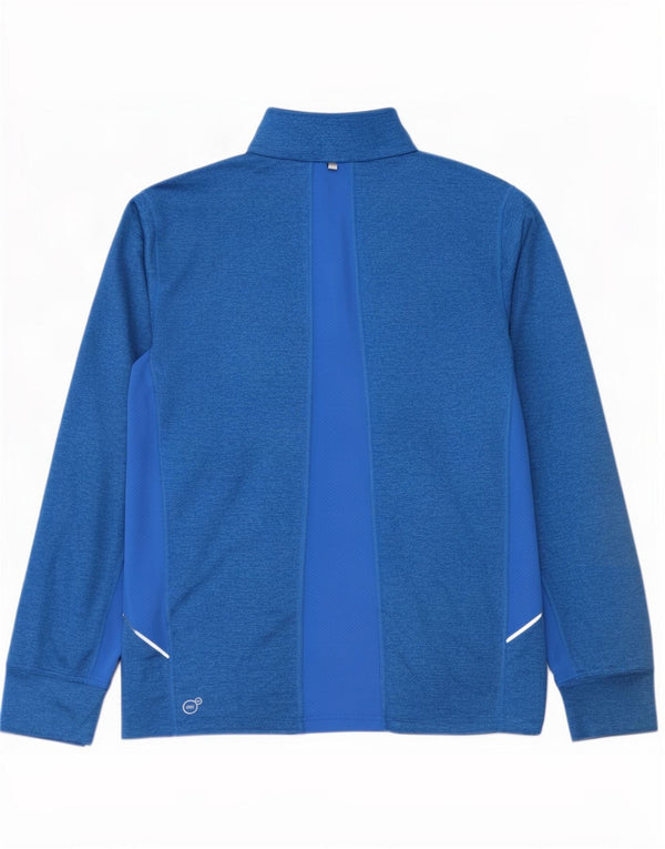 Puma Uomo Zip Neck Pullover Tuta Top Large Blu Colourblock