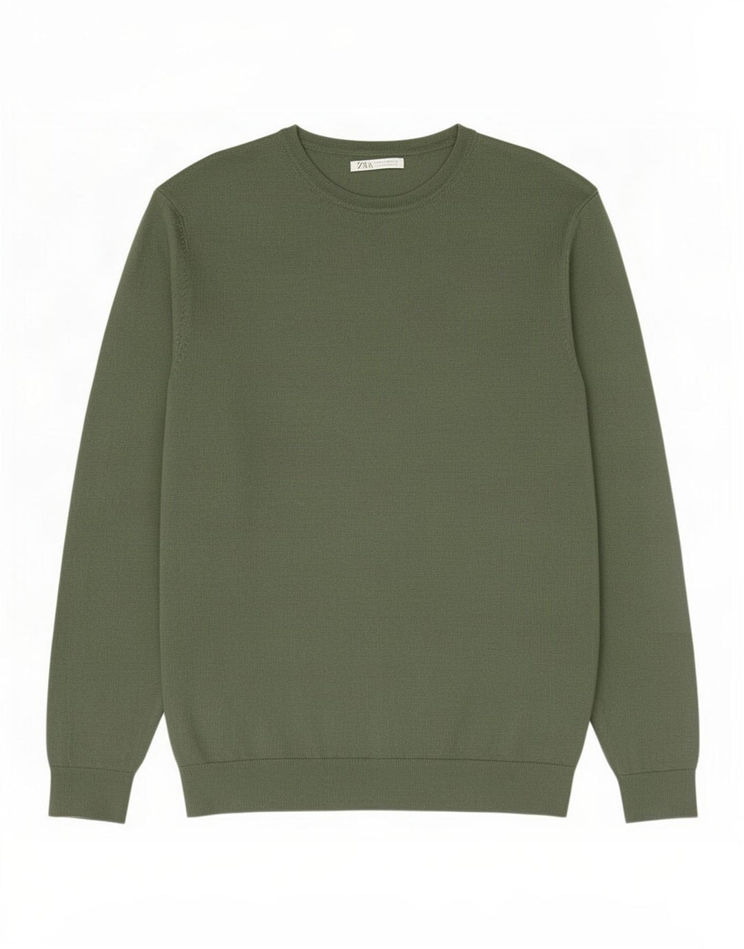 Maglione Zara da uomo con scollo a barca in viscosa verde medio