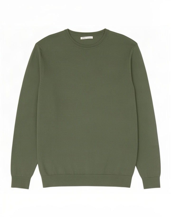 Maglione Zara da uomo con scollo a barca in viscosa verde medio