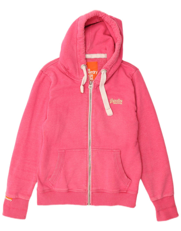 Maglione con cappuccio e zip da donna SUPERDRY UK 18 XL Cotone rosa