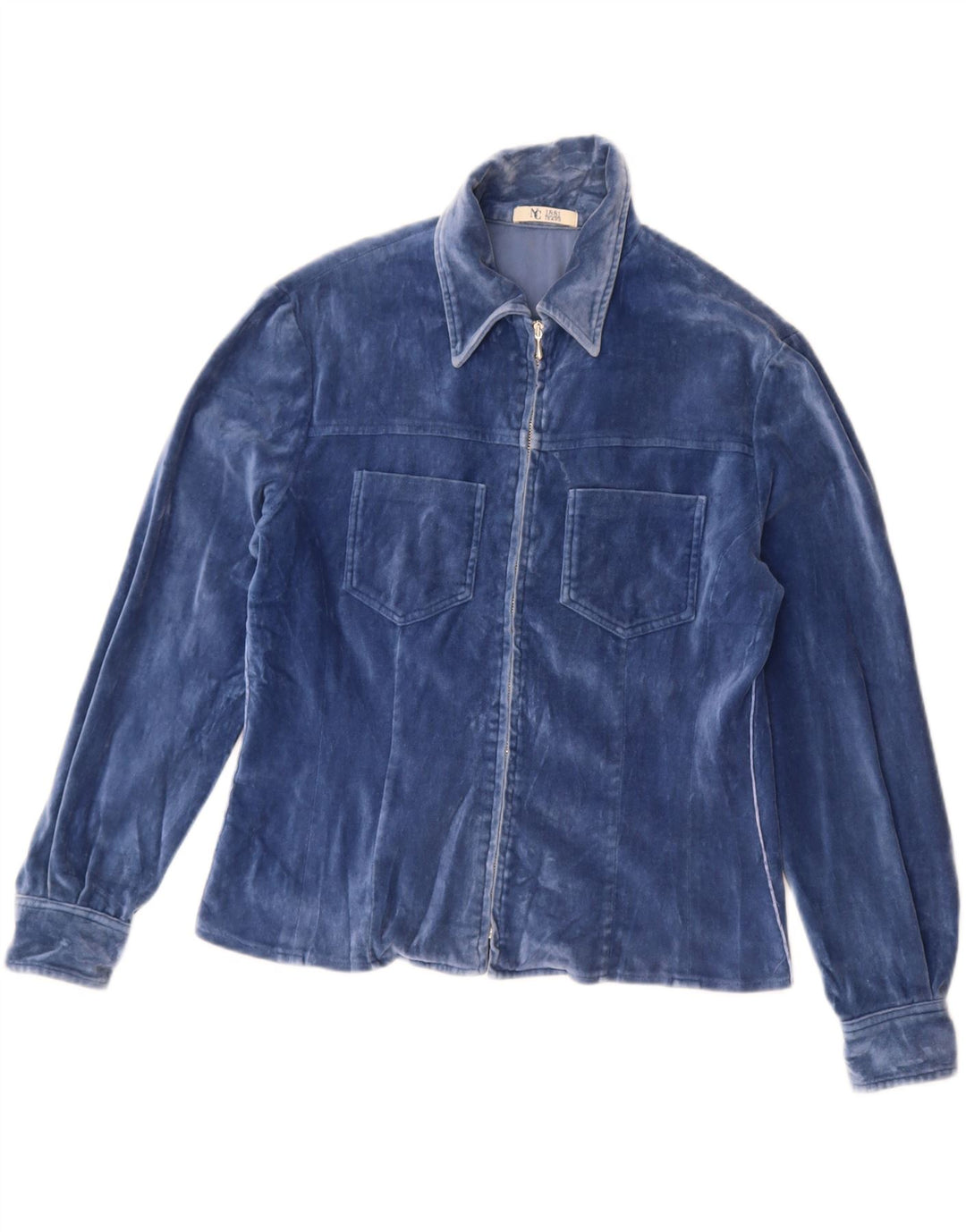 Camicia in velluto da donna VINTAGE UK 14 Blu medio