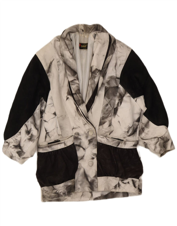 Giacca oversize da donna vintage UK 16 Large White Colourblock